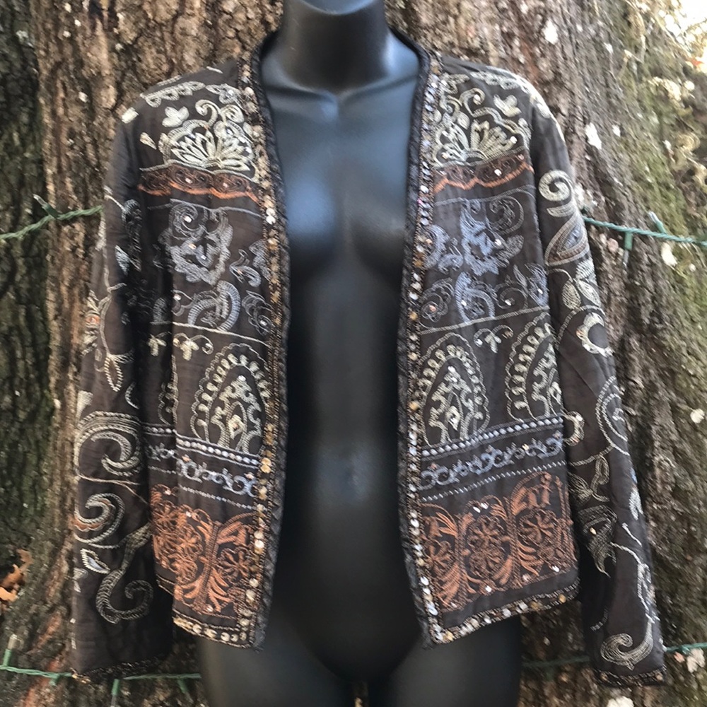 Chico’s Southwest Motif Embroidered Bolero Jacket